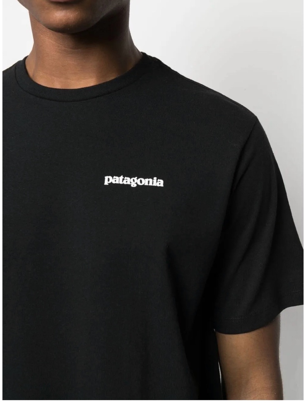 Patagonia Black Crewneck Tee with White Logo